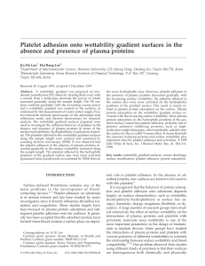 Platelet Adhesion on Wettability Gradient Surfaces