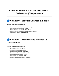 Class 12 Physics Important Derivations