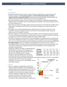 Microeconomics: Theory of Supply Lecture Notes