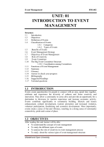 Introduction to Event Management Unit 01