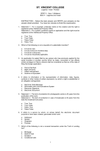 RFBT 5 Midterm Quiz on IP Law