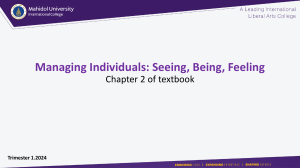 Managing Individuals: Perception & Personality