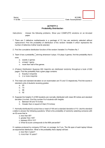 Probability Distributions Problems Worksheet