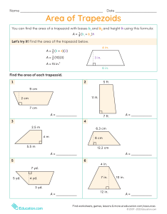 Area of Trapezoids Worksheet