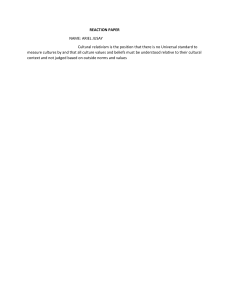 Reaction Paper on Cultural Relativism