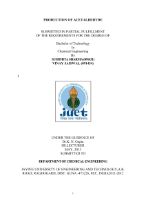 Acetaldehyde Production Project Report