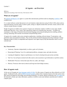 AI Agents Overview Lecture Slides