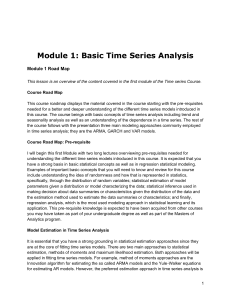 Time Series Analysis Module 1: Basics