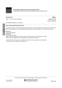 A-Level Geography 9696/11 Paper 1 2019
