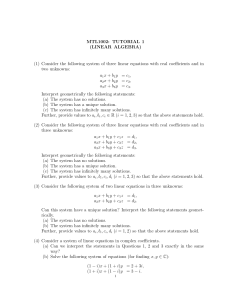 Linear Algebra Tutorial: Systems & Matrices