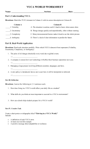 VUCA World Worksheet & Lecture Notes