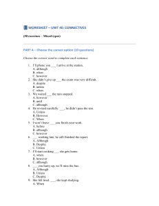 Unit 40 Connectives Worksheet - 50 Exercises