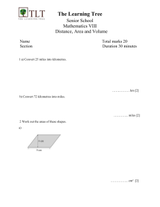 Math VIII Test: Distance, Area and Volume