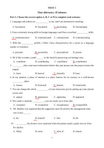 English Grammar Test 45 Minutes