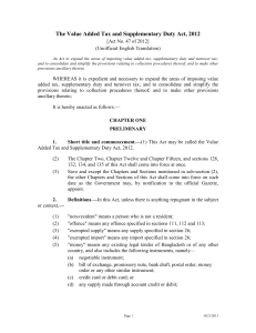 VAT and Supplementary Duty Act 2012 Bangladesh