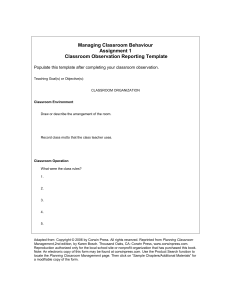 Classroom Observation Report Template