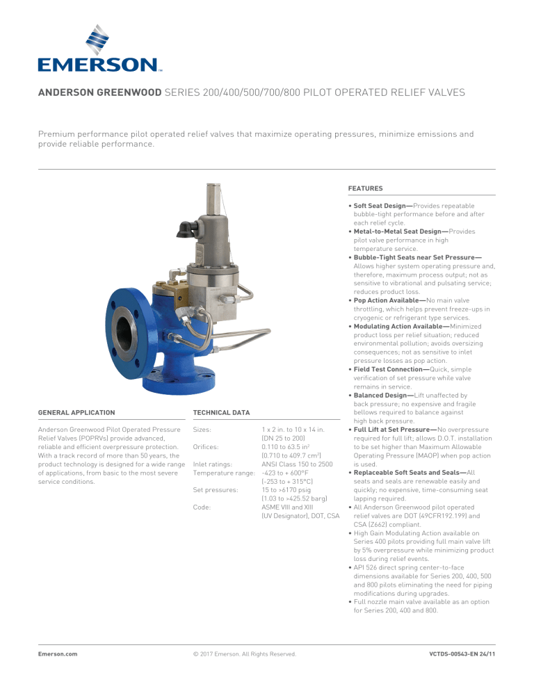 Anderson Greenwood Pilot Relief Valves Datasheet