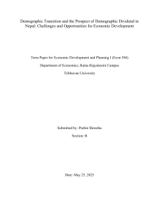 Nepal's Demographic Dividend & Economic Growth