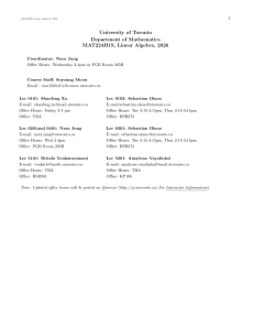 MAT224H1S Linear Algebra II Course Outline