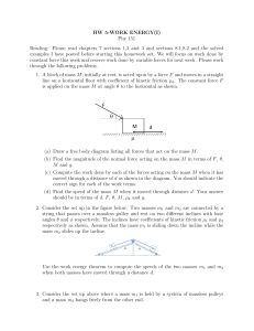 Physics 151: Work and Energy Homework