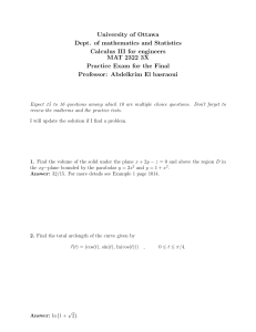 Calculus III Practice Exam UOttawa