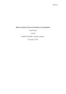 Business Analytics for Performance Lawn Equipment