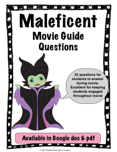 Maleficent Movie Guide Worksheet