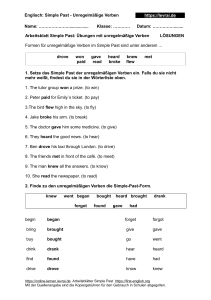 Simple Past Irregular Verbs Worksheet