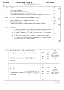 Y1 Maths Mock Exam Statistics