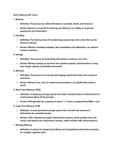 Memory Key Terms Study Guide | Psychology