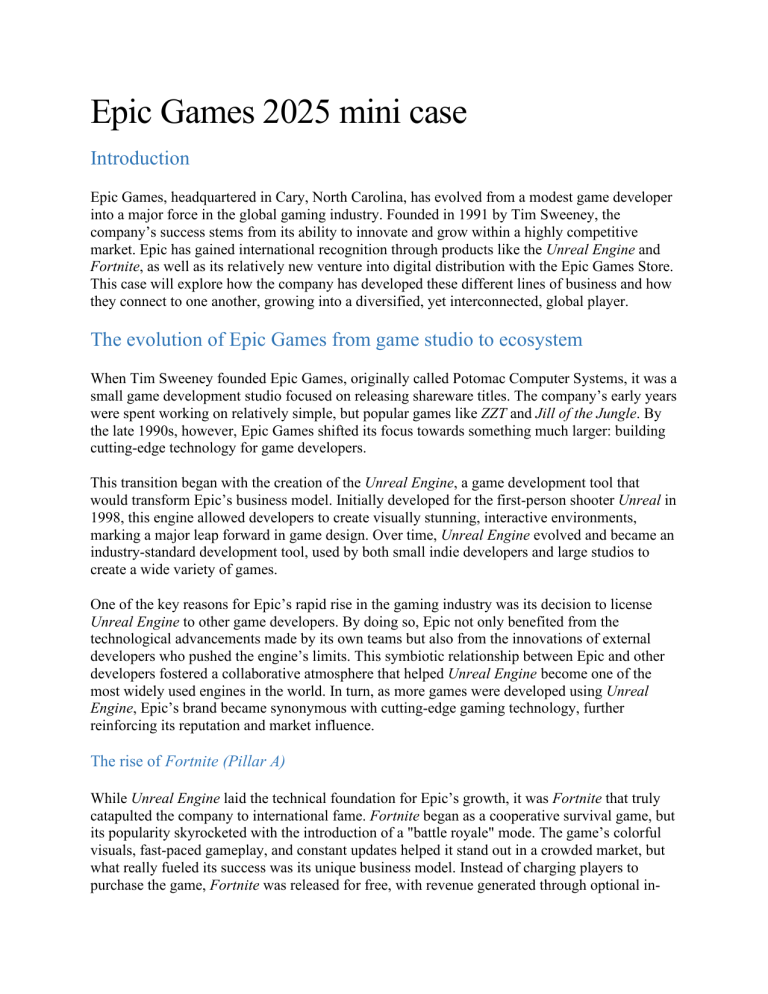 Epic Games 2025 Case Study