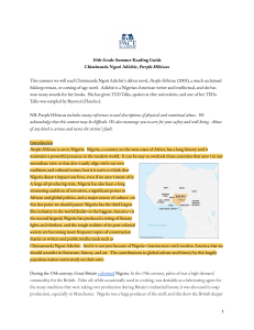 Purple Hibiscus 10th Grade Reading Guide