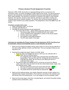 Biology Pre-lab: Primary Literature Analysis Guide