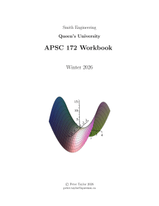 APSC 172 Calculus Workbook Queen's University
