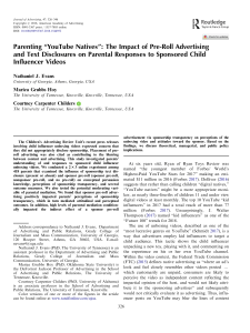 Parenting YouTube Natives: Ad & Disclosure Impact