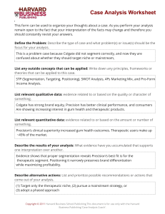 Colgate Case Analysis Worksheet: Marketing Strategy Guide