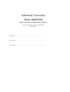 Math 2090 Matrix Methods & Differential Equations Practice Exam