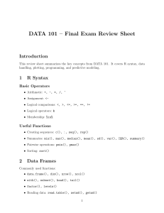 DATA 101 Final Exam R Review