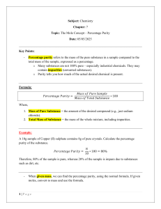 Chemistry: The Mole Concept & Percentage Purity