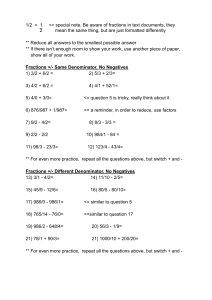 Fraction Arithmetic Worksheet