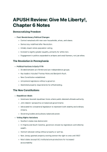 APUSH Chapter 6 Notes: Democratizing Freedom