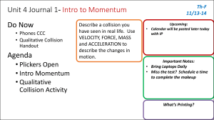 Intro to Momentum Physics Worksheet