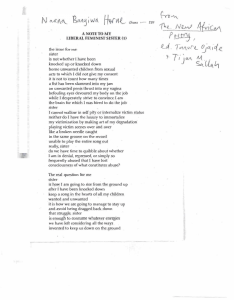 A Note to My Liberal Feminist Sister Poem
