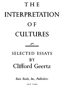 The Interpretation of Cultures by Clifford Geertz