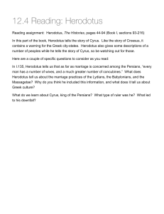 Herodotus Histories Reading Assignment