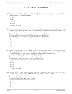 Microeconomics Tutorial: Externalities