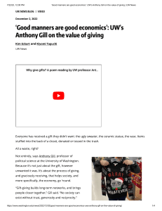 Good Manners Are Good Economics: UW Professor on Gift-Giving Value