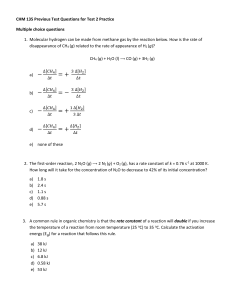 CHM 135 Chemistry Test 2 Practice