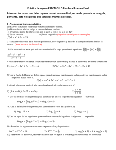 Gu&iacute;a de Repaso Examen Final Prec&aacute;lculo