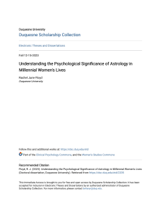 Psychological Significance of Astrology in Millennial Women's Lives